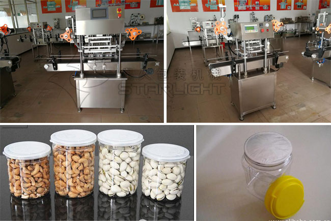 四頭全自動(dòng)塑料瓶封口機及樣品